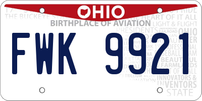 OH license plate FWK9921