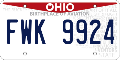 OH license plate FWK9924