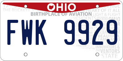 OH license plate FWK9929