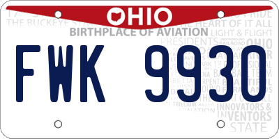 OH license plate FWK9930