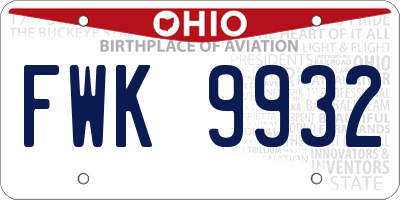 OH license plate FWK9932