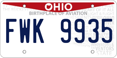 OH license plate FWK9935