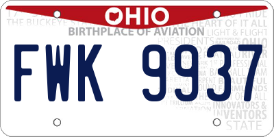 OH license plate FWK9937
