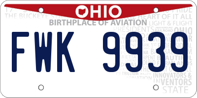 OH license plate FWK9939