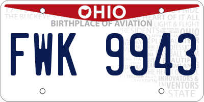 OH license plate FWK9943