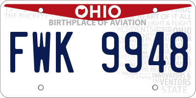 OH license plate FWK9948