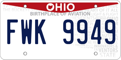 OH license plate FWK9949