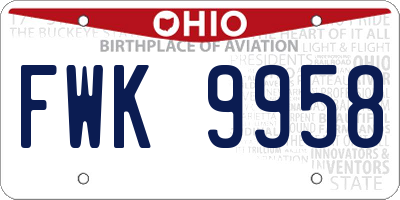 OH license plate FWK9958