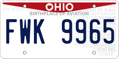 OH license plate FWK9965
