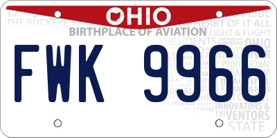 OH license plate FWK9966