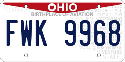 OH license plate FWK9968