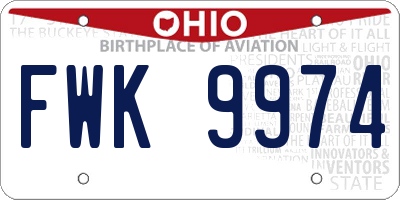 OH license plate FWK9974
