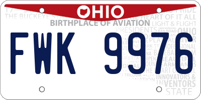 OH license plate FWK9976