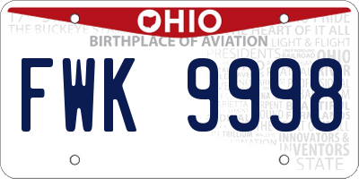 OH license plate FWK9998