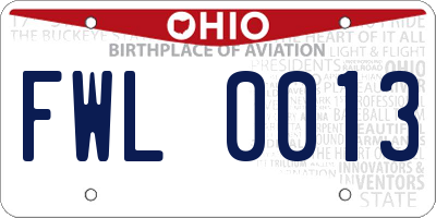 OH license plate FWL0013
