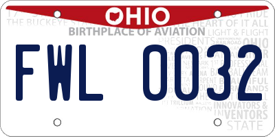OH license plate FWL0032