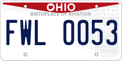 OH license plate FWL0053