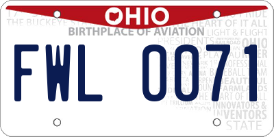 OH license plate FWL0071
