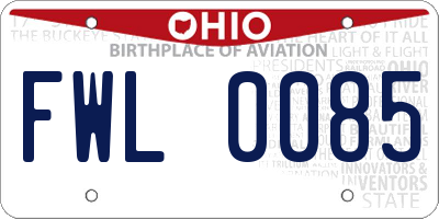 OH license plate FWL0085
