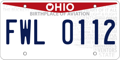 OH license plate FWL0112