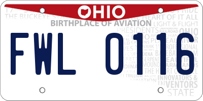 OH license plate FWL0116