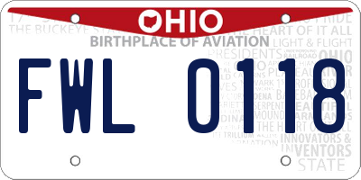 OH license plate FWL0118