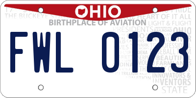 OH license plate FWL0123