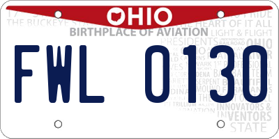OH license plate FWL0130