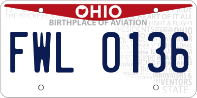OH license plate FWL0136