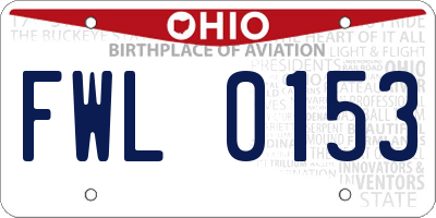OH license plate FWL0153
