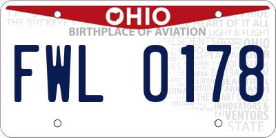 OH license plate FWL0178