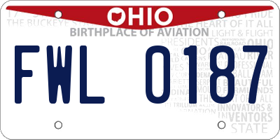 OH license plate FWL0187