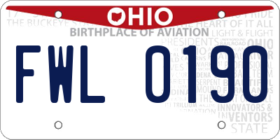 OH license plate FWL0190