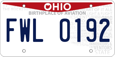 OH license plate FWL0192