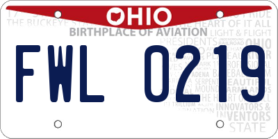OH license plate FWL0219