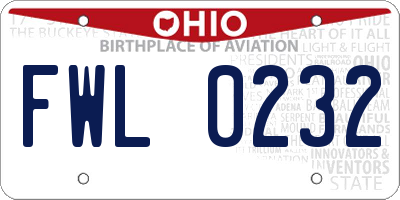OH license plate FWL0232