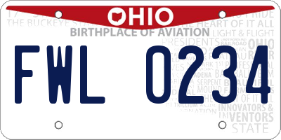 OH license plate FWL0234