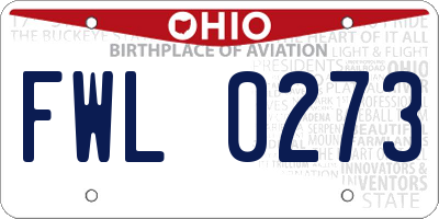OH license plate FWL0273