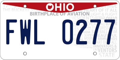 OH license plate FWL0277