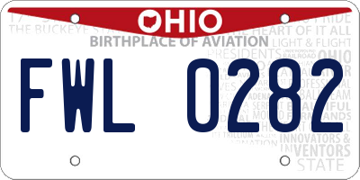 OH license plate FWL0282