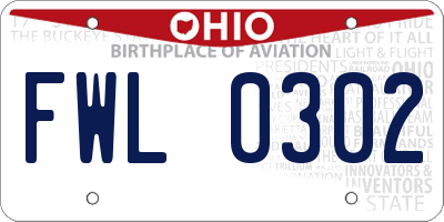 OH license plate FWL0302