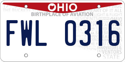 OH license plate FWL0316