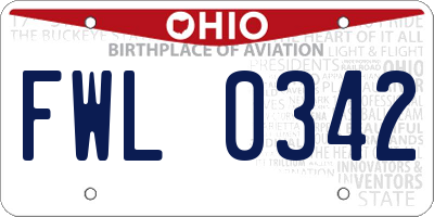 OH license plate FWL0342