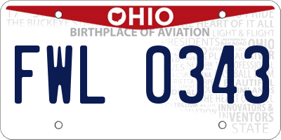 OH license plate FWL0343