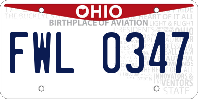 OH license plate FWL0347