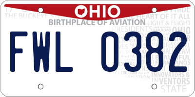 OH license plate FWL0382