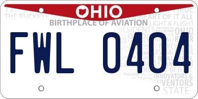 OH license plate FWL0404