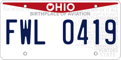 OH license plate FWL0419