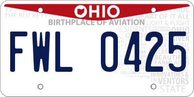 OH license plate FWL0425