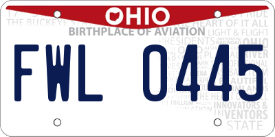 OH license plate FWL0445
